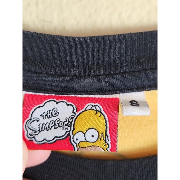 The Simpsons T-Shirt 3/4 Sleeve Color Block‎ Yellow Black All Over Front All - Picture 3 of 8